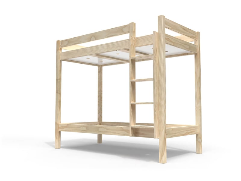  Lit superposé 2 places 90x200 échelle droite bois abc, vernis naturel SUPABCDR92-V - Conforama A
