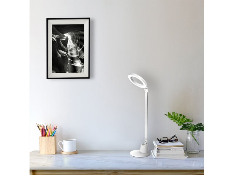  Fabrilamp calcita lampe de bureau led blancargent 8 w 640 lm 4000 k, tactile et pliable 139871001 - Conforama E