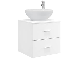 Vanité de lavabo mural, meuble de rangement blanc 49.5x44.5x66.5 cm