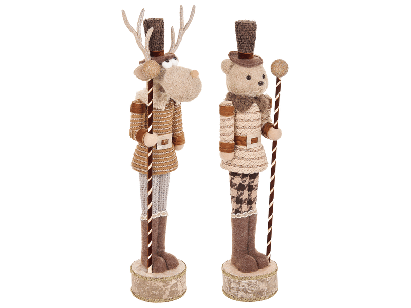 Lot de 2 figurines hamari 6668 cm ours renne beige - Conforama A