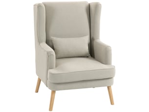 Fauteuil en tissu aspect lin avec coussin lombaire beige 77 x 77 x 110 cm