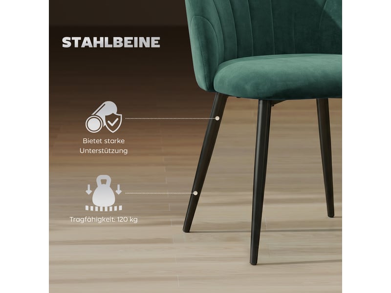  Lot de 2 chaises de salle à manger effet velours vert foncé 52 x 54 x 79 cm  - Conforama E