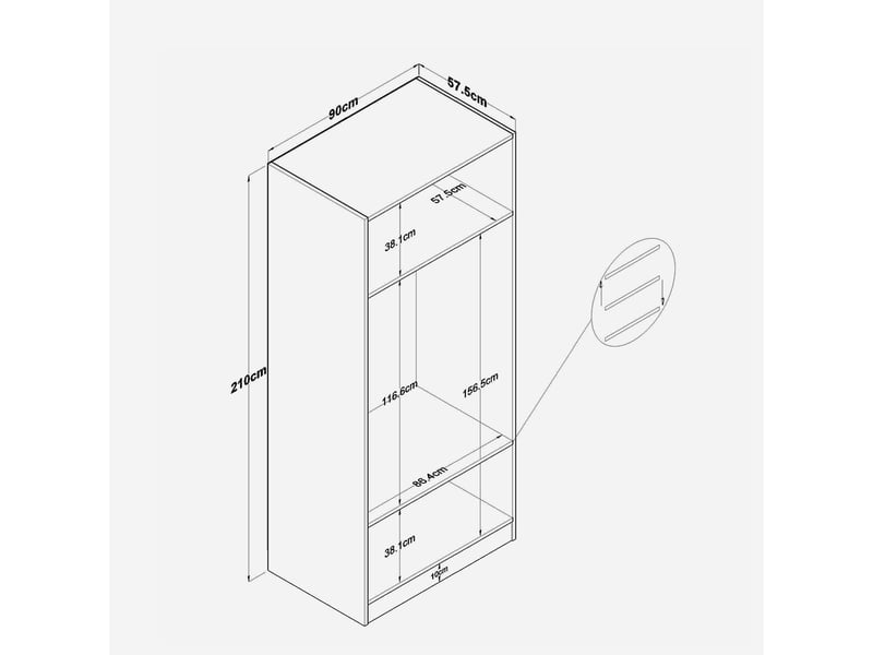 Armoire 2 portes pour chambre à coucher loft - Conforama D