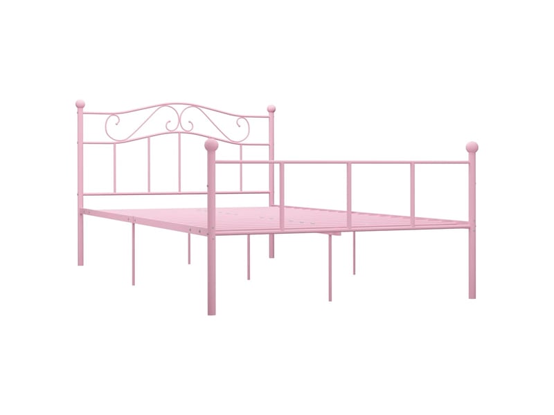  Lit double- lit adulte -  cadre de lit sans matelas rose métal 140x200 cm  - Conforama A