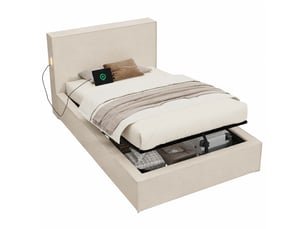 Lit avec rangement 90x200 cm    coloris beige