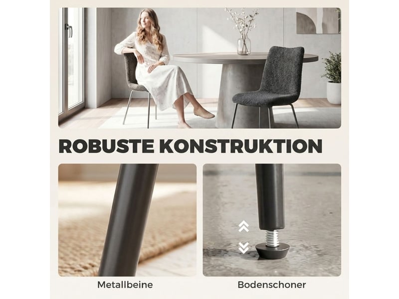  Lot de chaises 2 pièces revêtement en velours chaise repas pieds en métal gris foncé  - Conforama D