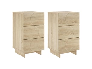 Table de chevet - cabinet de chevet - table de nuit 2 pièces chêne sonoma 33,5 x 34,5 x 60 cm