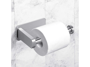 Porte-papier toilette autocollant pour cuisine ou salle de bain, sans perçage, se fixe au mur, en acier inoxydable brossé,argenté