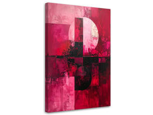 Image sur toile, abstraction rose et noire avec division géométrique 20x30