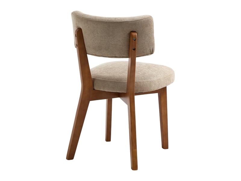 Lot de 2 chaises de salle à manger mid-century kaki en lin, pieds en bois massif - Conforama D