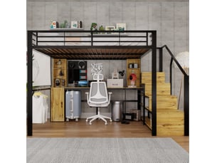 Lit mezzanine 140x200 cm <strong>COVREO </strong>  <strong></strong> coloris noir