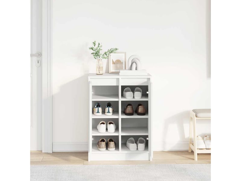  Meuble à chaussure | armoire à chaussures blanc 57x34x76 cm bois d'ingénierie  - Conforama C