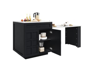 Îlot de cuisine extensible 133x70x93,5 cm avec rangement mdf noir