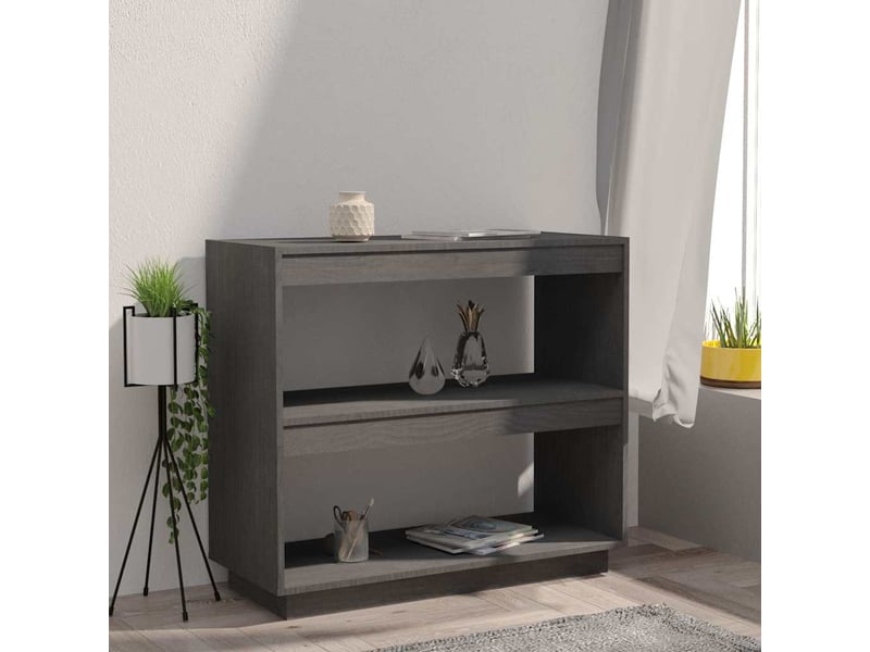 Bibliothèque, meuble de rangement salon gris 80x35x71 cm bois de pin massif  - Conforama C