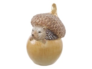 Hérisson de noël avec gland en résine h. 16 cm