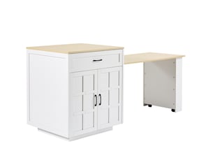 Îlot de cuisine extensible 133x202 cm avec rangement mdf blanc