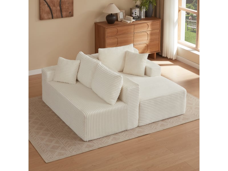 Canapé modulaire 3 places avec configuration flexible et coussins amovibles pour salon en mousse blanc - Conforama B