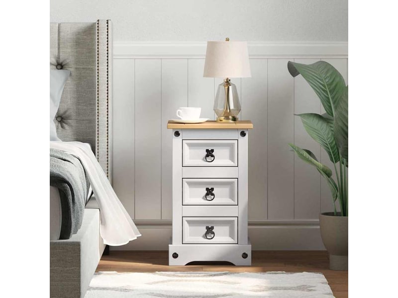  Table de chevet avec tiroir blanc 35 x 32,5 x 58 cm pin massif  - Conforama B