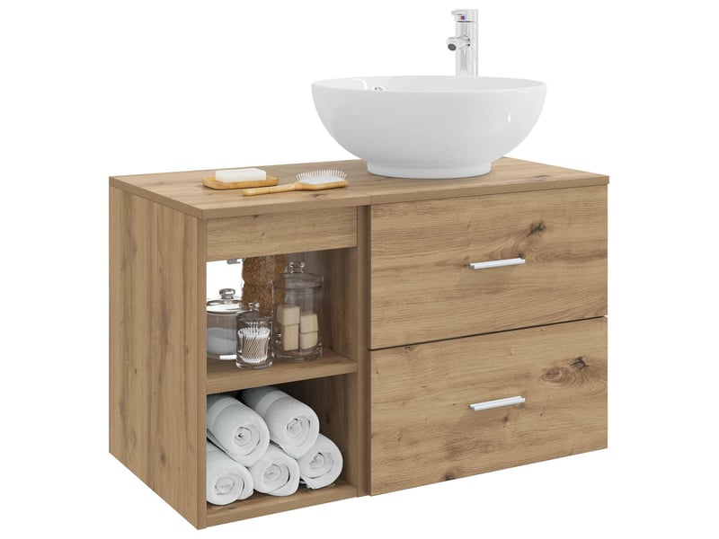  Ensemble de mobilier de salle de bain 2 pcs chêne artisanal shl678  - Conforama C