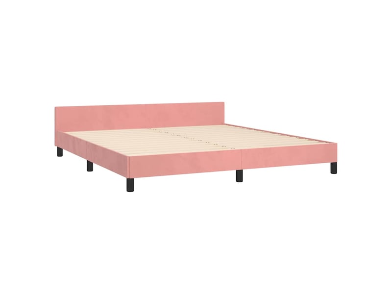  Lit double- lit adulte -  cadre de lit et tête de lit sans matelas rose 180x200cm velours  - Conforama C