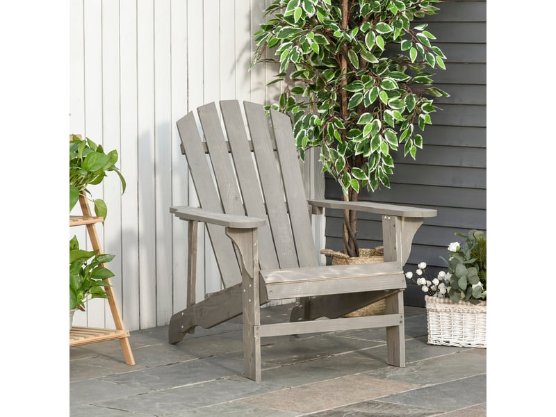 Chaise de jardin adirondack, assise extra large, capacité de charge 150 kg, pour patio, terrasse, balcon, 78 x 89 x 88 cm, gris clair - Conforama D