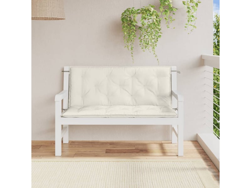  Lot de 2 coussins de banc de jardin, coussins d'assise crème mélangé tissu cf58655  - Conforama C