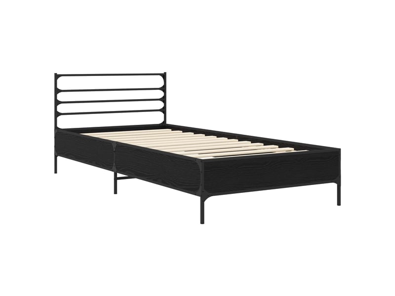 Lit simple- lit adulte - cadre de lit chêne noir 80 x 200 cm bois d'ingénierie - Conforama B