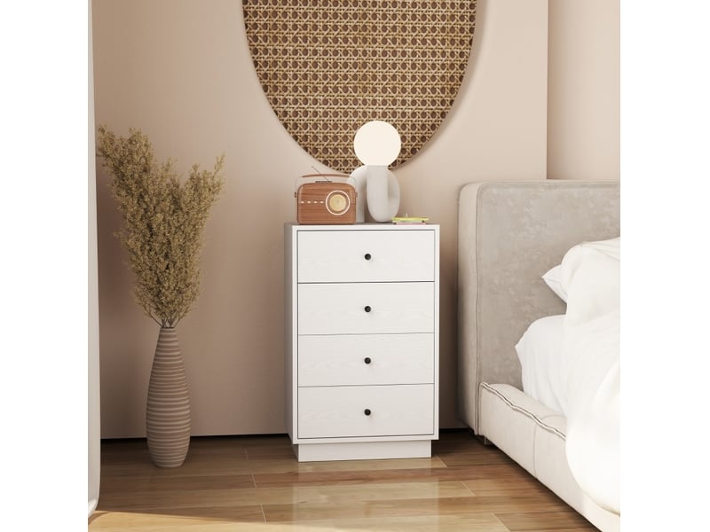 Commode à 4 tiroirs blanche 47 x 29 x 75 cm - Conforama D