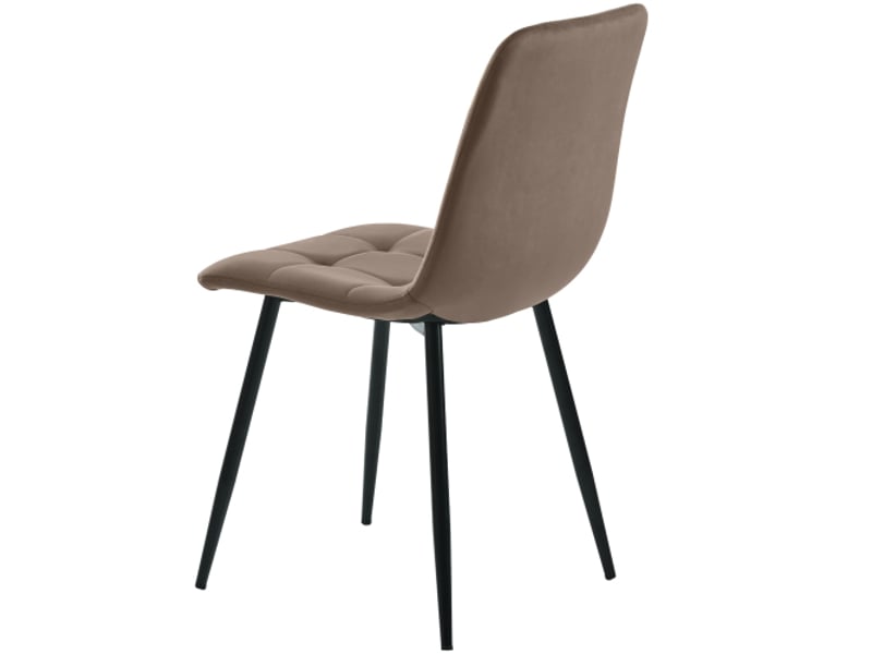 Ensemble salle à manger 5 pièces: table 140x80 cm, 4 chaises velours brun, pieds métal doré, plateau mdf blanc - Conforama E