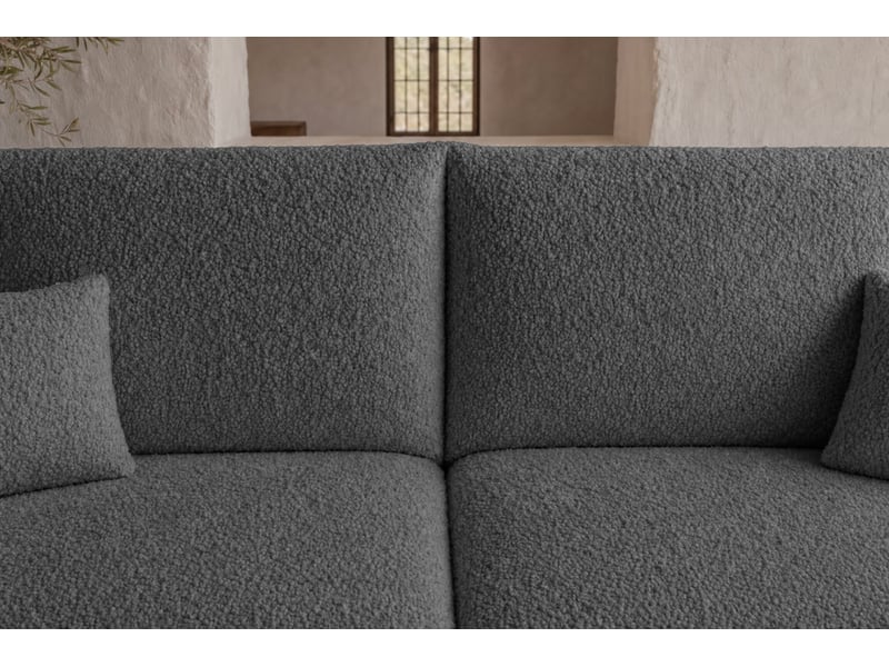  Elio mini - canapé d'angle convertible tissu bouclette 3 places gris  - Conforama E