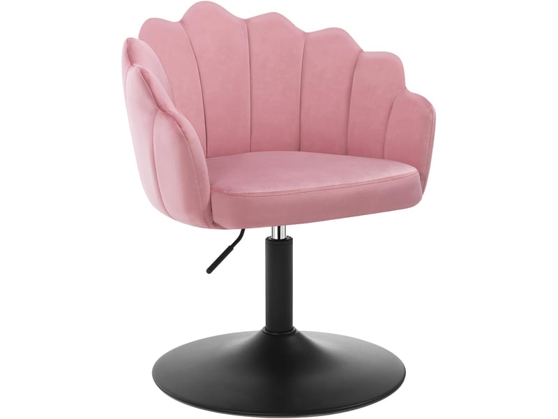 Chaise Coiffeuse En Forme De Fleur - Tissu Peluche Beige, Pieds Dorés - Pour Salon, Chambre, Bureau - 3