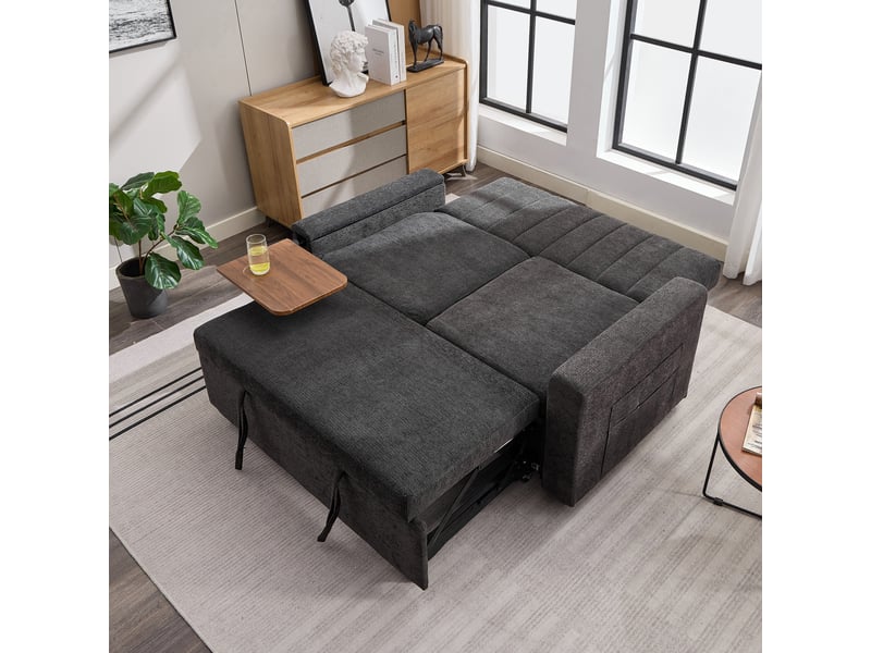  Canapé droit convertible 2 places tissu gris canapé gris - Conforama B