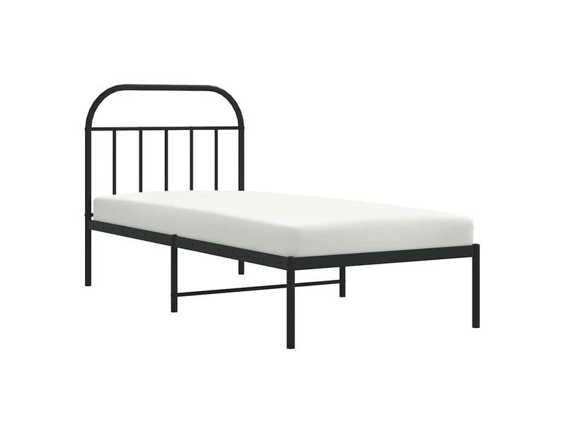  Lit simple- lit adulte -  cadre de lit métal sans matelas avec tête de lit noir 90x200 cm  - Conforama D