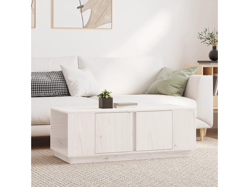  Table basse rectangulaire | table de salon blanc 110x50x40 cm bois massif de pin  - Conforama B