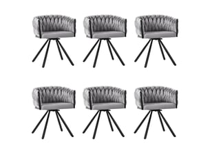 Lot de 6 chaise de salle à manger pivotante 59x54x72 cm – gris – avec accoudoirs et pieds métalliques