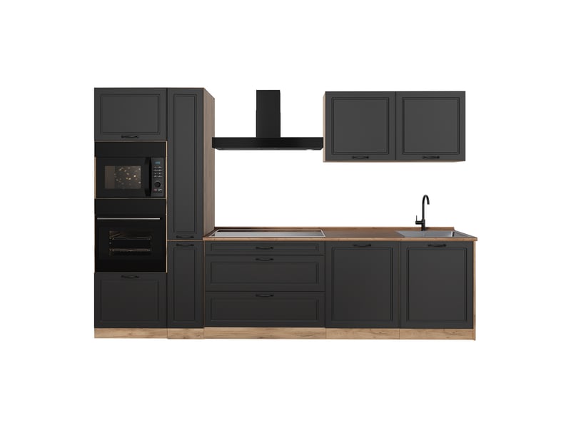  Vicco cuisine, anthracite campagnechêne doré, 310cm plan de travail chêne doré  - Conforama A