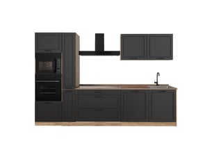 Vicco cuisine, anthracite campagnechêne doré, 310cm plan de travail chêne doré