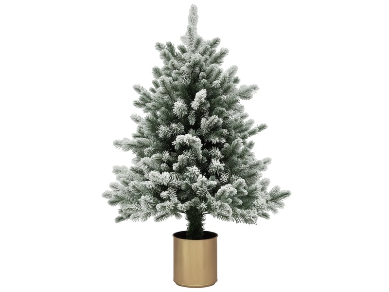  Sapin de noël enneigé avec pommes de pin, ignifugé, stable, ø60 x 100 cm (h), vertor  - Conforama A