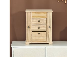 Coffret à bijoux 26,5 x 16 x 33,5 cm marron en bois, 4 niveaux, miroir intégré, 8 crochets pour colliers
