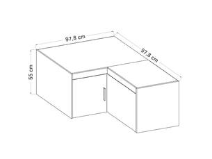 Surmeuble d’angle storicos chêne huilé 98x55x98 cm