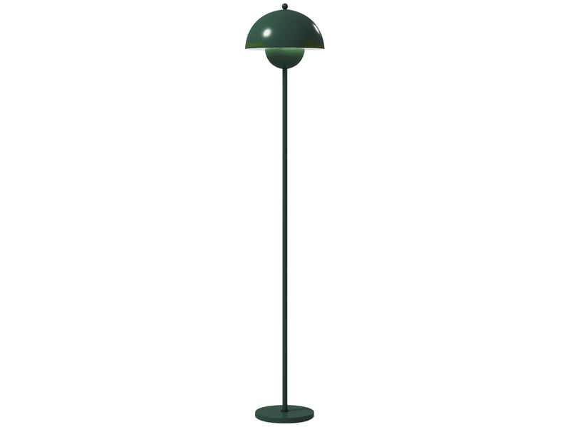  Lampadaire, abat-jour rond, interrupteur au pied, long câble, style élégant, acier, vert  - Conforama B
