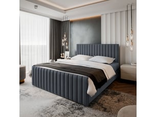 Lit avec rangement 140x200 cm <strong>MASSENO</strong> <strong></strong> coloris gris