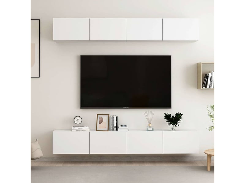  Meubles tv - banc tv - meuble de rangement 4 pcs blanc 100x30x30 cm bois d'ingénierie  - Conforama B