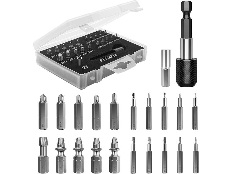 Kit d'extracteur de vis cassé, 22 pcs outils d'extraction améliorés en acier allié hss - Conforama A