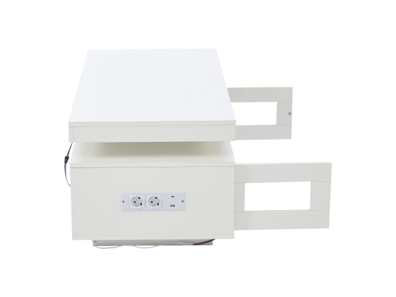  Table basse blanche 100x50x43 cm, leds contrôlables par app, rangement avec port usb - idéale salon et bureau  - Conforama D