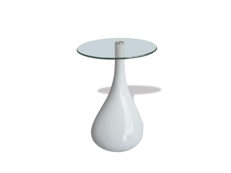  Table basse | table d'appoint salon avec dessus de table en verre rond blanc brillant  - Conforama D