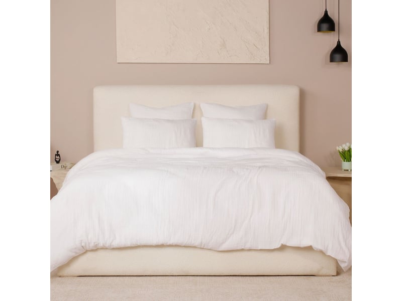  Parure housse de couette 260x240cm + 2 taies 100% gaze de coton lavée blanc pur - valma VALMA - Conforama A
