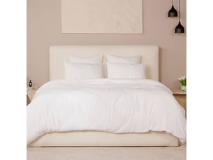 Parure housse de couette 260x240cm + 2 taies 100% gaze de coton lavée blanc pur - valma
