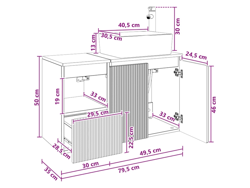Ensemble de mobilier de salle de bain 2 pc blanc brillant cf64004 - Conforama E