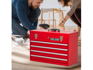 Boîte à outils métallique à 4 tiroirs, rouge, 20,3 pouces evryae